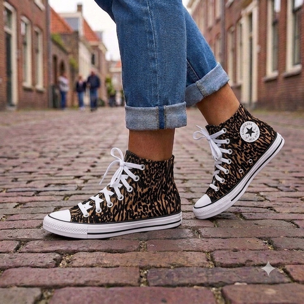 Converse Chuck Taylor All Star Womens Size 5 Leopard A17948F Flocked **NEW**